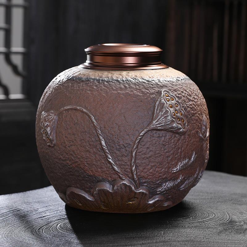 

Large sealed ceramic pot Household green tea storage tea pot Black tea packaging pot Ceramic tea pot 3800ml