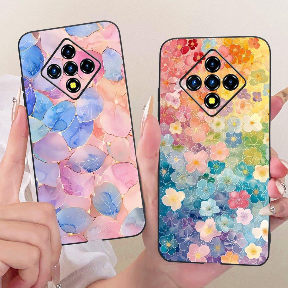 For Infinix Zero 8 8i X687 X687B Cute Flower Butterfly Cat Painted Case For Infinix Zero8 Zero8i Black Silicone Soft Phone Cases