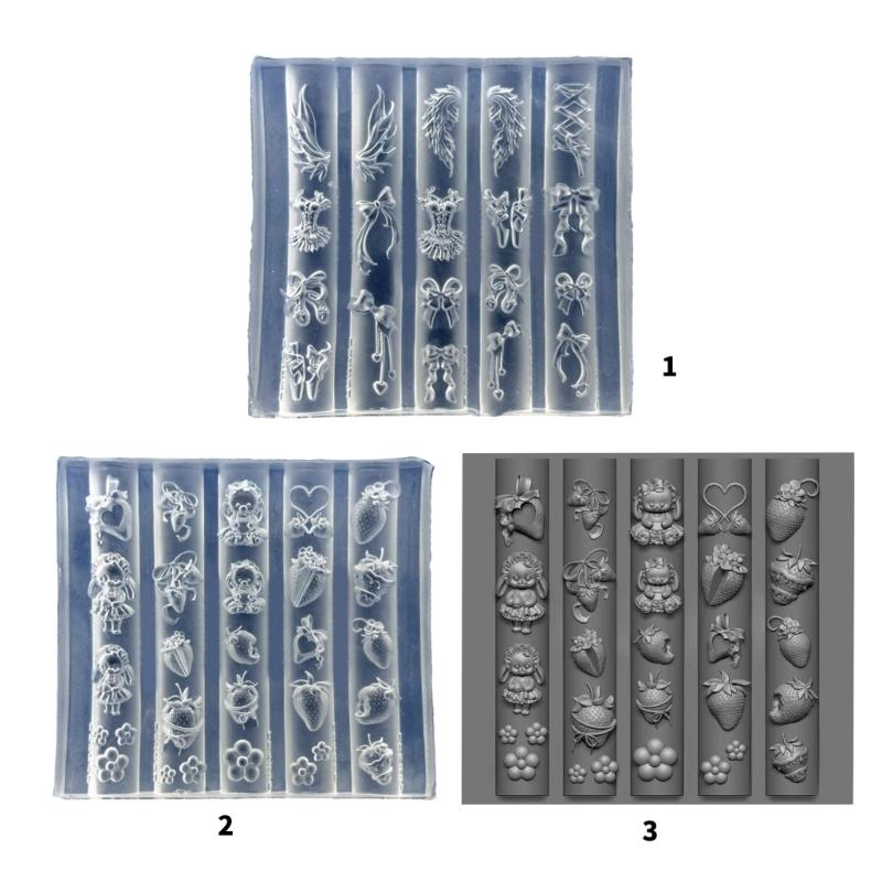 Elegant Lace Silicone Nail Art Mold Reusable Relief Template Professional Manicure Supplies for Crafting Accessories