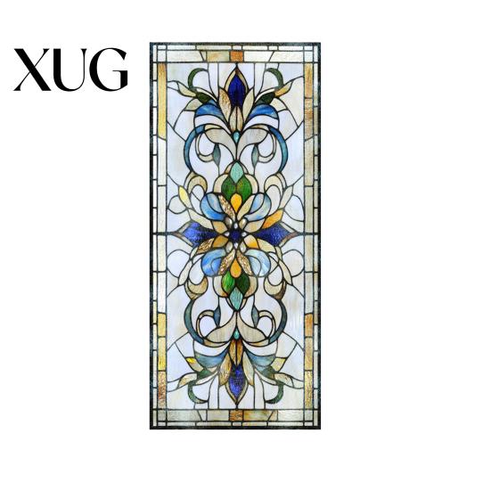 Waterproof Window Decal Privacy Film Vintage Stained Glass Style Static Cling Reusable Decorative Sticker for Cabinet Bathroom Kitchen Door