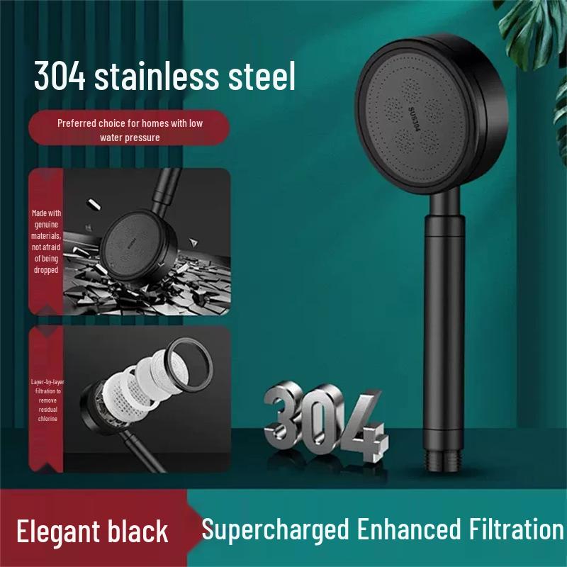 Durable 304 Stainless Steel Boost Shower Head Set - All-Metal, Drop-Resistant for Home Use