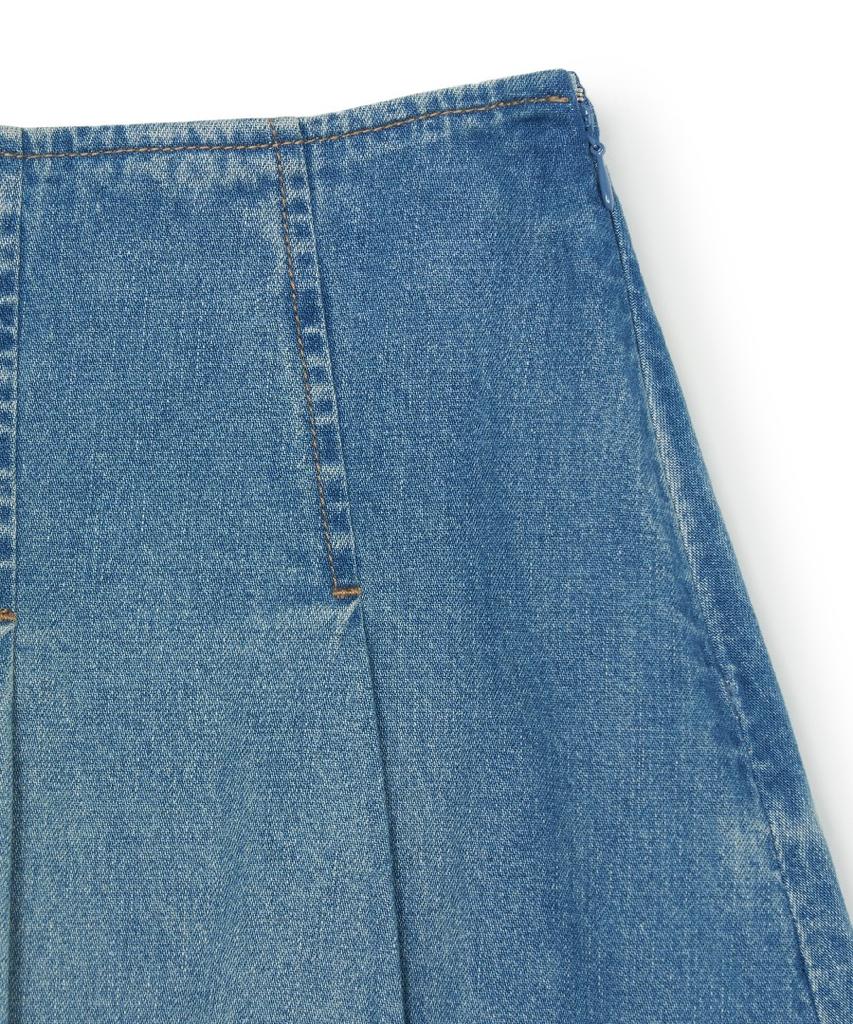 Emelbi Women'S Varsity Vintage Denim Cargo Pleated Skirt Ny (Indigo)