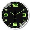 Wall Decoration Silent Quartz Wall Clock Plastic Round Luminous Wall Clock Fashion Time Accuracy Digital Clock Hotel