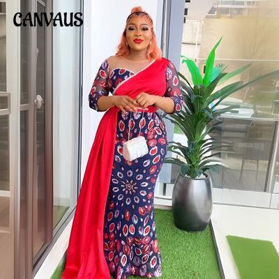 Plus Size Women's New Patchwork Color Contrast High Waist Sequin Dress
