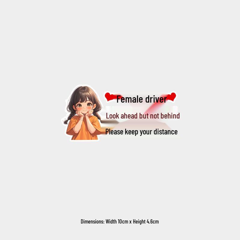 

Please Maintain Distance - Rear Window Sticker for Female Drivers