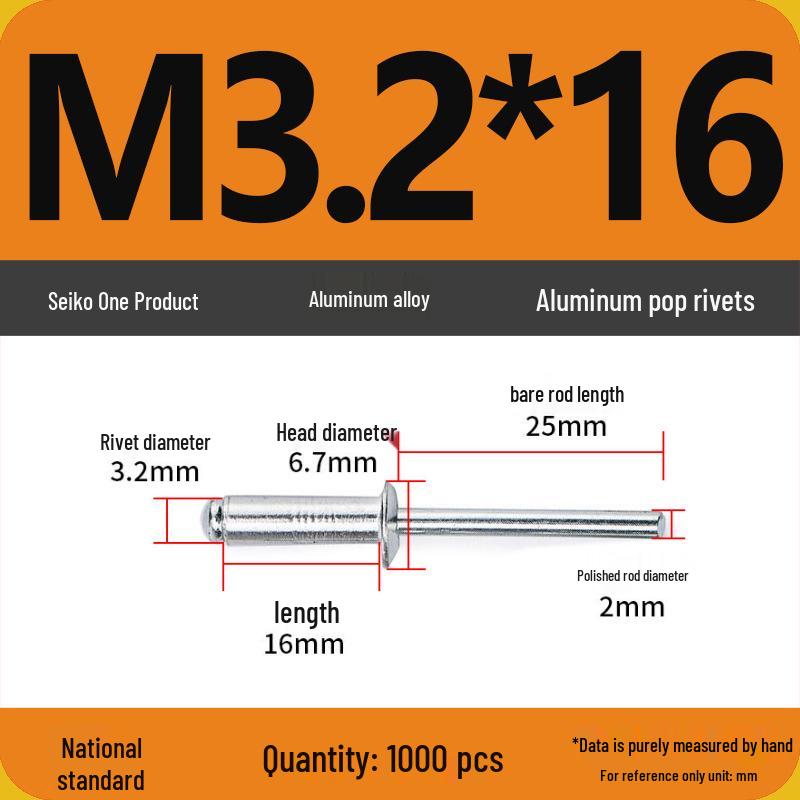 Aluminum Blind Rivets & Nuts - Black Round Head, Extended Shank, M4/M5/M6