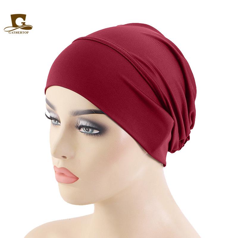 Ethnic elastic headscarf cap, solid color primer cap, chemotherapy cap, bag head hair care cap JDT