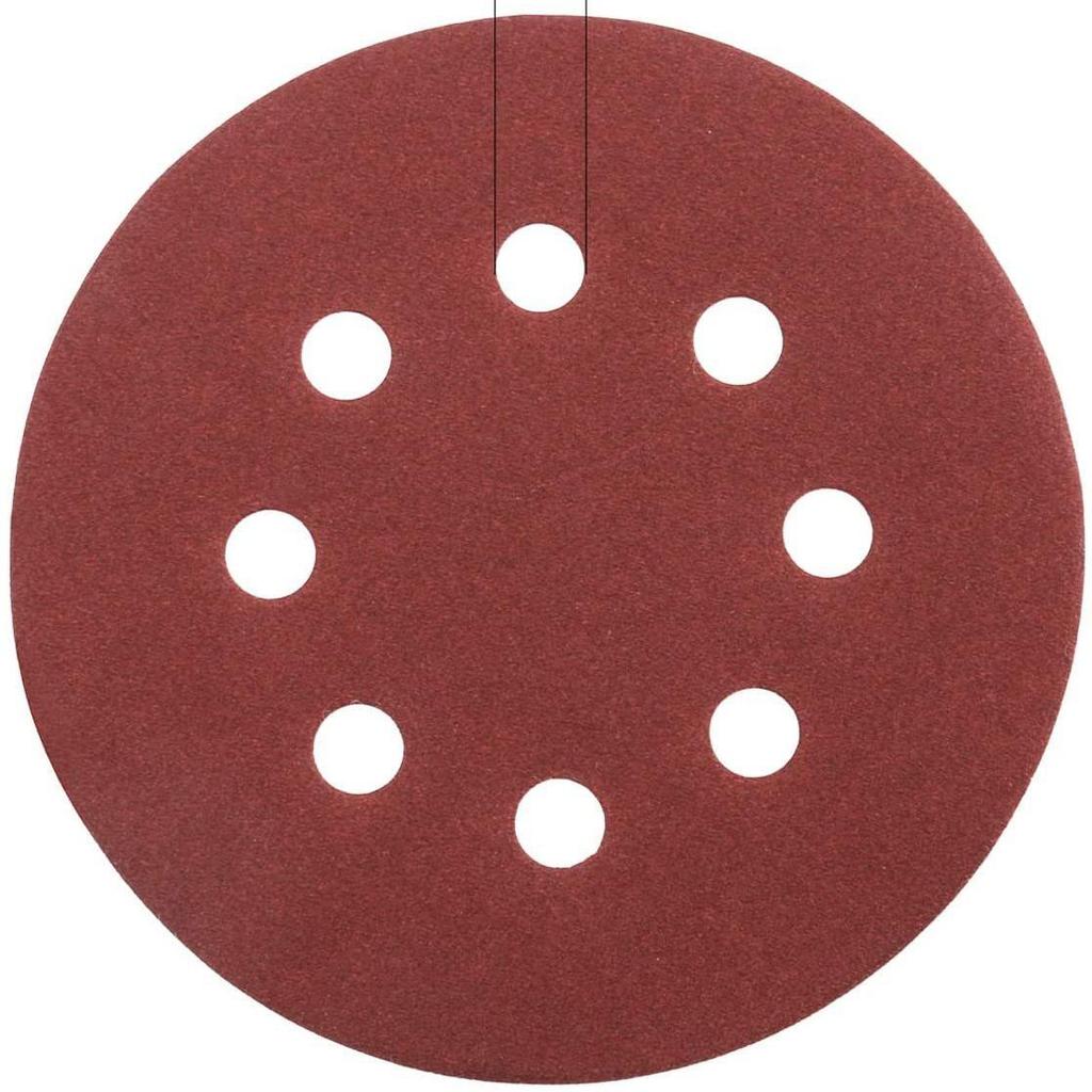 50-Piece 5-Inch 8-Hole Red Aluminum Oxide Sandpaper Disc Set