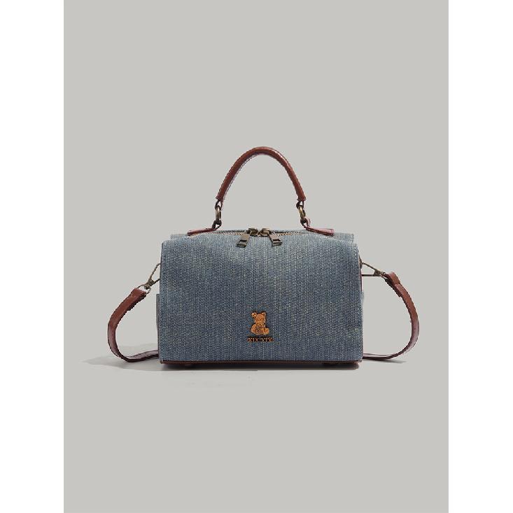 Niche design Maillard denim bag 2025 retro small square bag, fashionable and versatile handbag, shoulder bag, crossbody bag синий