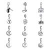 European 925 Silver Black Key Flower Pendant Fit Original Diy Bead Charm Armbånd Halskjede Trinket Smykker 925 Silver