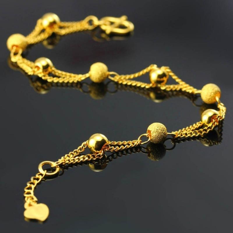 Fashion Gold Color Round Bracelet Chain For Women Girls New Small Beads Bracelets Luxury Party Jewelry Anniversary Gifts