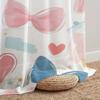 Single Panel White Background Painted Love Bow Gauze Curtain Romantic Style Living Room Bedroom Translucent For Area Made Of Polyester