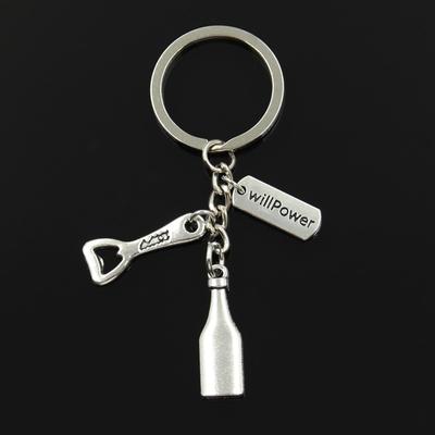 Beer Bottle Wine Opener Wine willPower Pendants Diy Handmade Men Keychain Car Key Rings Jewelry Souvenir For Gift