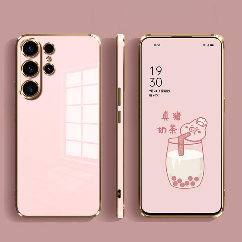 Beschichtung Einfarbige, schlanke, weiche Handyhülle für Samsung Galaxy S25 Ultra S24 FE S23 S22 S21 A16 A56 A36 A55 A26 Linsenschutz Glänzende, stoßfeste Abdeckung