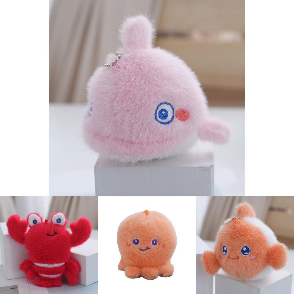 Lovely Cartoon Sea Creatures Plush Keychain Essential For Kids And Adults