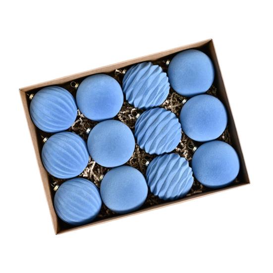 12Pcs Christmas Balls Decorations Shatterproof Velvet Ball Pendant Flocked Christmas Tree Hanging Ball Ornaments for Home Wedding Supplies