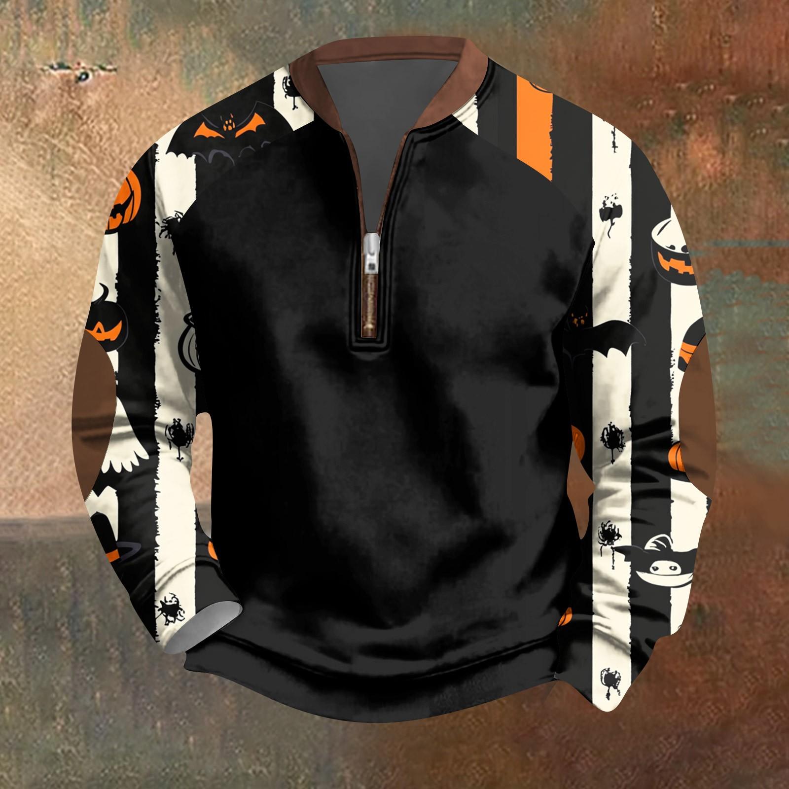 

Halloween Print - Men s Loose, Casual, Versatile Round-neck Multi-color Pullover Hoodie M
