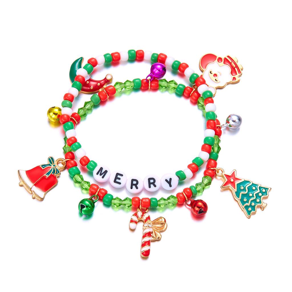 Christmas Bracelet Set With Soft Clay Beads And Holiday Charms For Women Gift Giving
