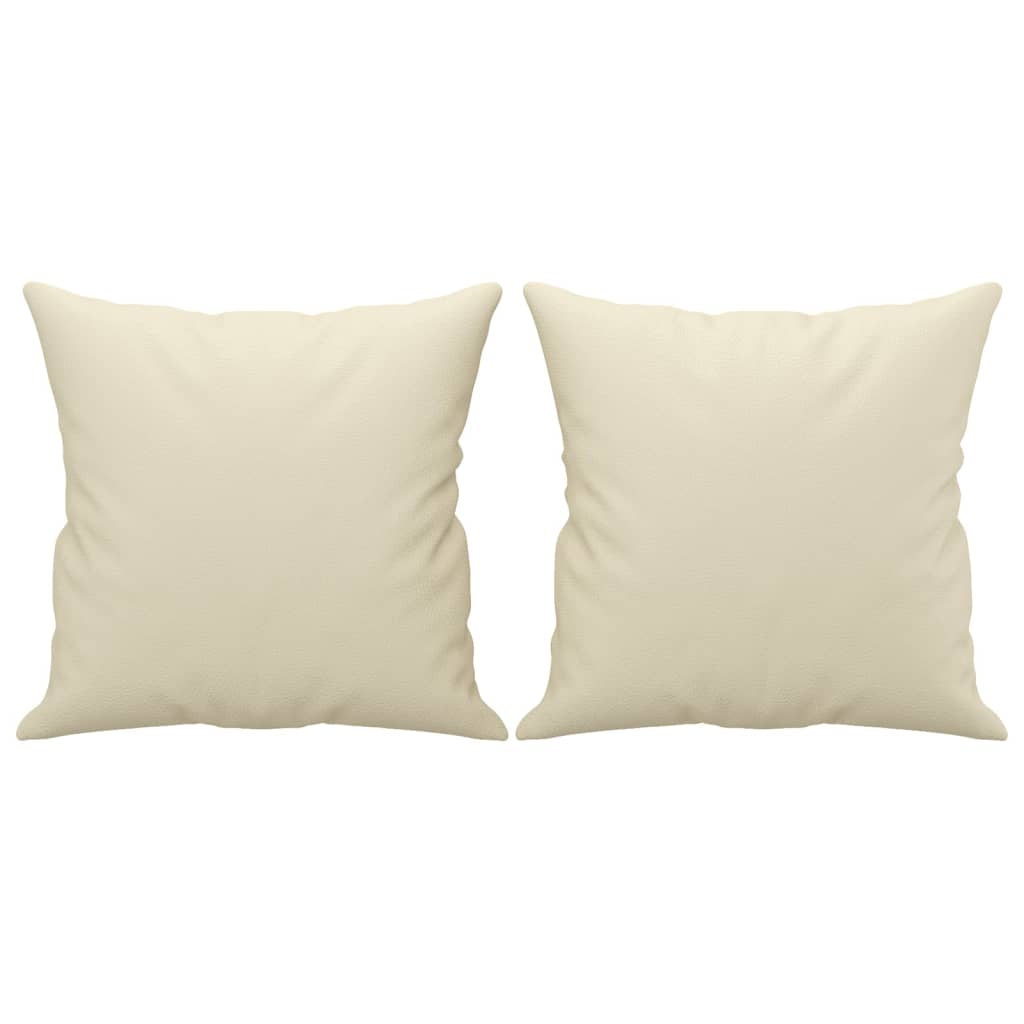 Vidaxl 3-Osobowa Sofa Z Poduszkami, Kremowa, 180 Cm, Sztuczna Skóra