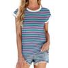 Women's Fashion Casual Basic Striped Textured Round Neck T-shirt Vest Top