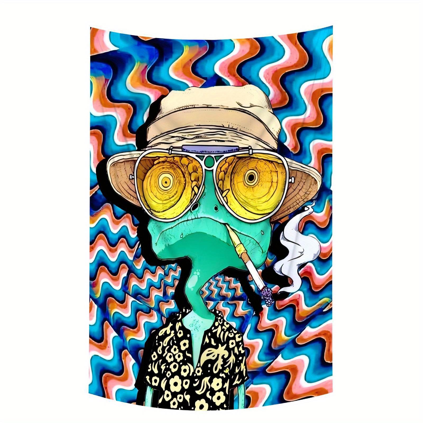 

Psychedelic Frog with Sunglasses Tapestry Wall Decor for Bedroom Cozy AtmosphereVibrant Home Styleand Colorful Fun Enhancement 74x94cm(29x37in)
