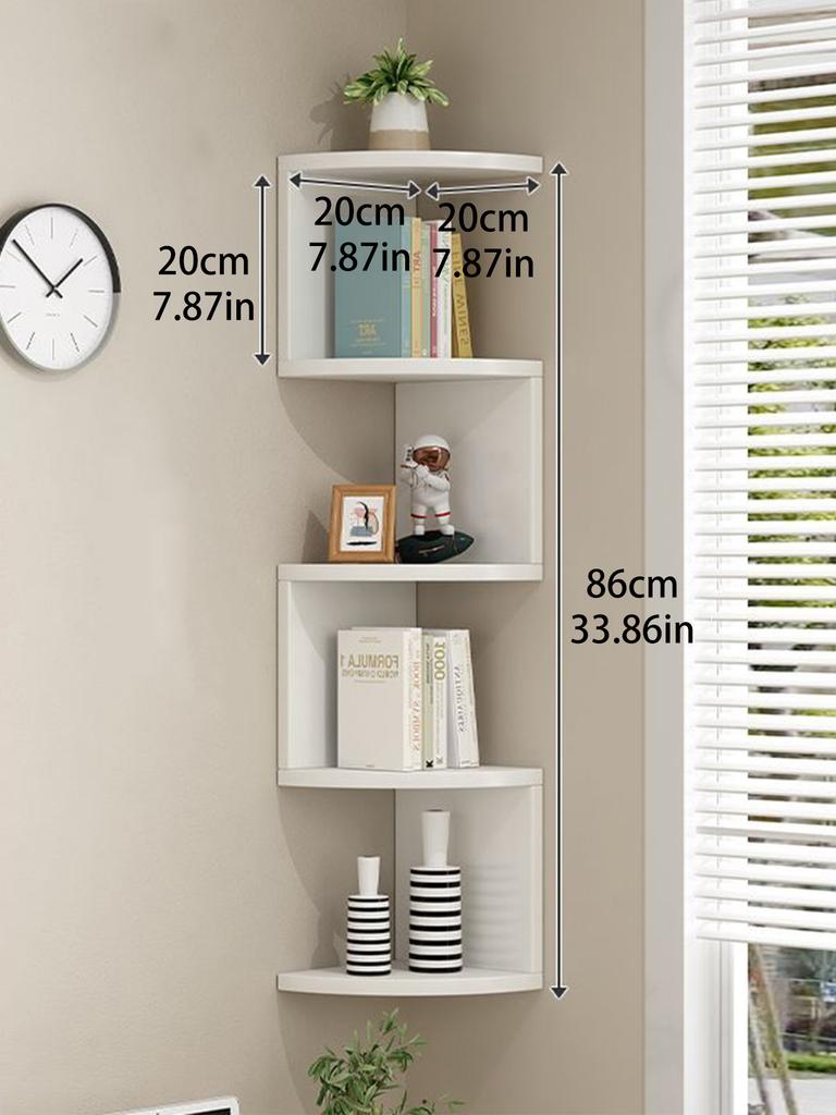 5-Layers Wooden Corner Shelf Display Stand Organizers Storage Floating Bookshelf Plant Holder Home Appliance Kitchen Accessories