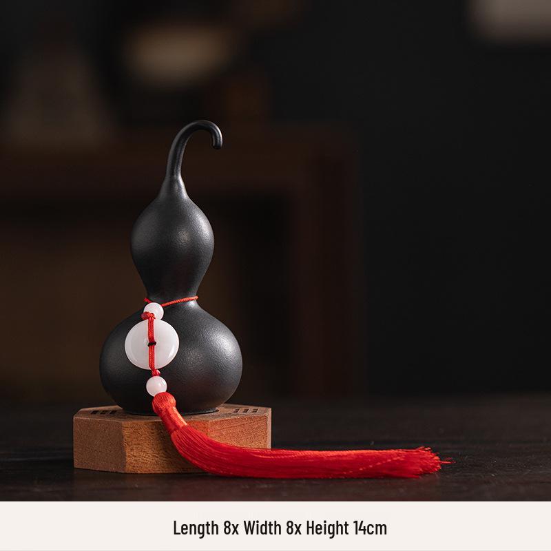 Yellow Clay Gourd Ceramic Ornament for Feng Shui: Fill Missing Corners In Southwest and Northeast, Enhance Gen Kun Palace, Balance Earth Elements.