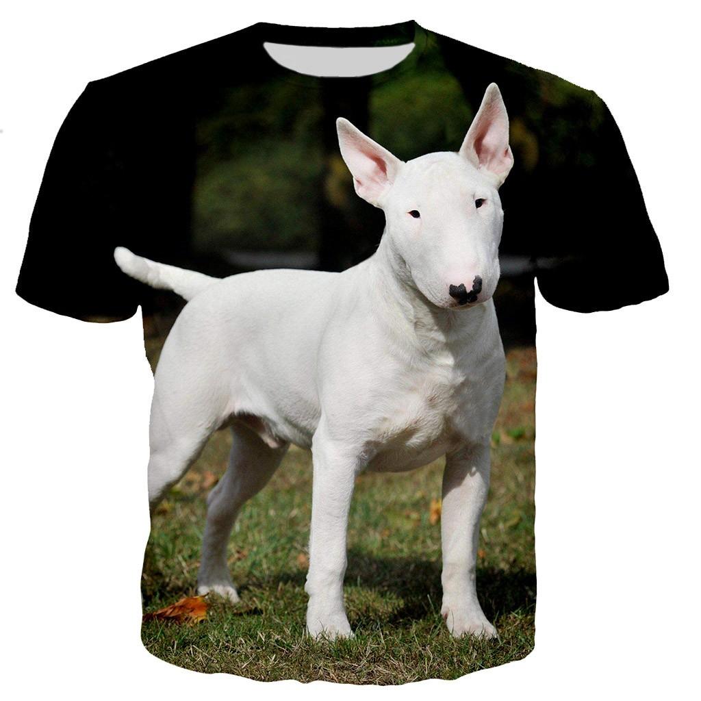 Funny Bull Terrier 3d Print Cute Dog Pattern Men Ladies Kids Harajuku T Shirt Street Breathable Lightweight Summer Sports Top