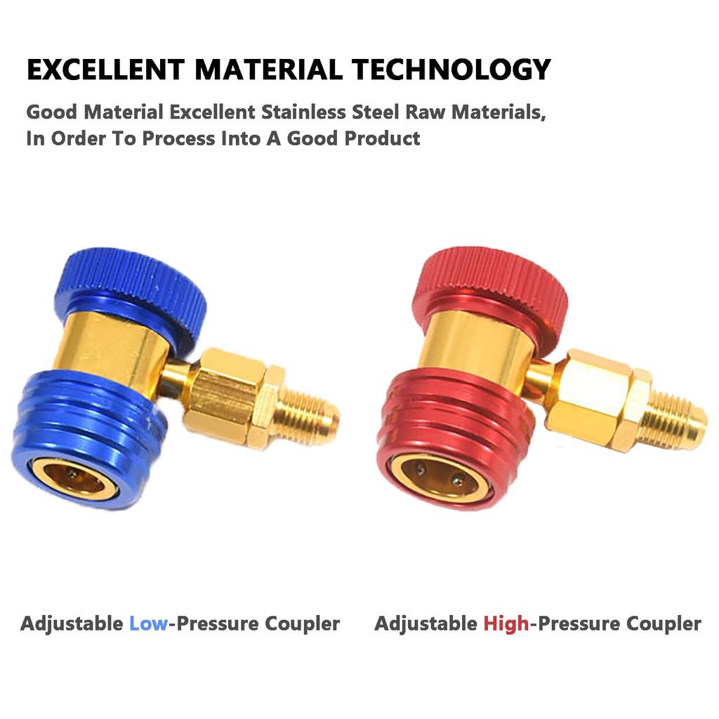 R134A/R1234YF AC Compressor R-134A Manual Quick Coupler Adapter Air Conditioning 1/4 SAE Connectors Accessories