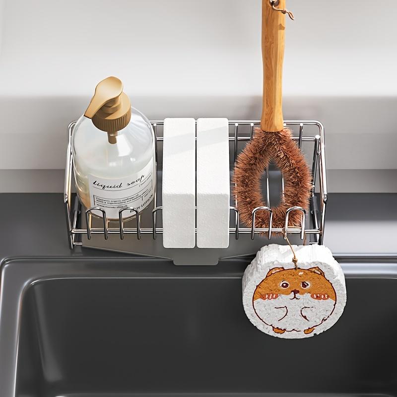 Stainless Steel Sponge and Scrub Holder - Kitchen Sink Organizer,Non-Food Contact Countertop Caddy for Dishwashing Accessories