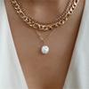 Classic Gold Multilayered Necklace for Women Vintage Silver Geometric Pendant Necklaces Butterfly Choker Jewelry