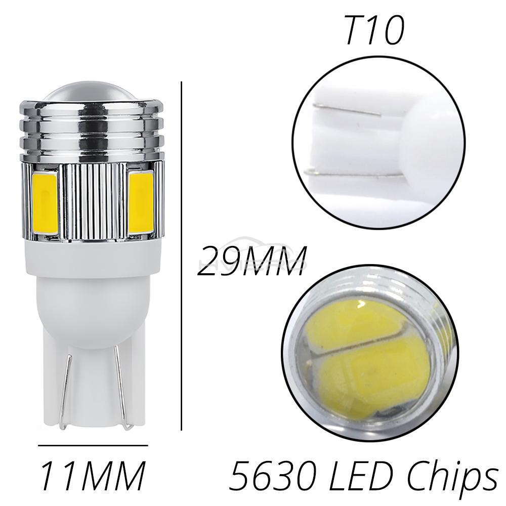 2PC T10 W5W Xenon White Blue Red 6SMD 5630 Car Led Backup Brake Turn Signal Lamp Side Marker Bulb Parking Dome Trunk Light 12V