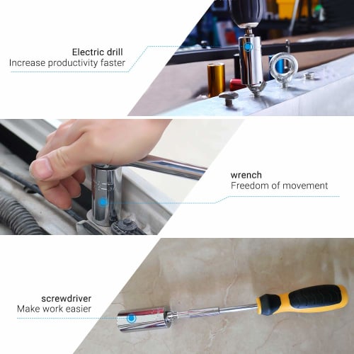 MAEXUS Universal Socket, Fits 7-19mm (1/4-3/4 Inch), 54 Built-in Steel Pins, Multi-Function 2-Piece Set, Work Tool with Drill Adapter