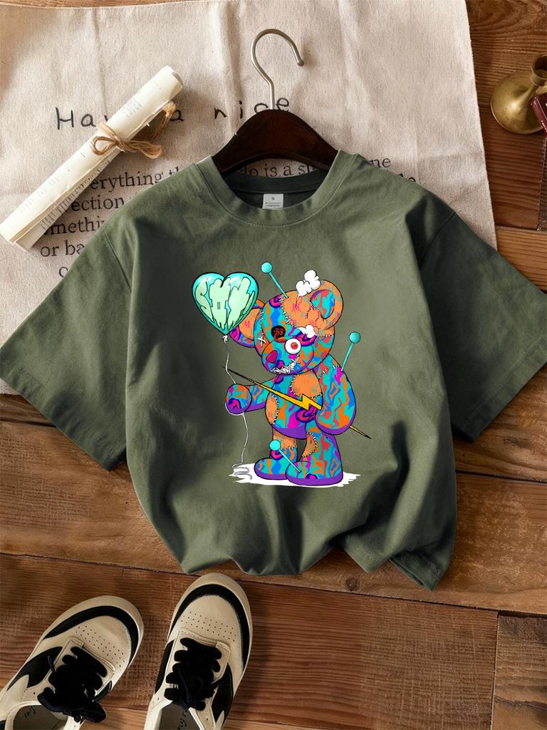 Kawaii Ok Cartoon Bear Graphic Printed TShirts Women Casual Short Sleeve Tops Soft Loose T Shirt Summer ONeck Womans Clothes