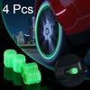 4 Pcs Valves Stem Caps Tire Valves Caps Universal Sparkling Illuminated Luminous Valves Nozzles Self-luminous Stem Cover Decor