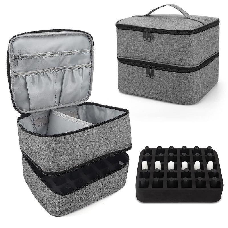 Nail Polish Storage Bag Essential Oil Bag Portable Cosmetic Nail Care Kit Nail Care Tool Storage Box Double Layer 30 Compartment