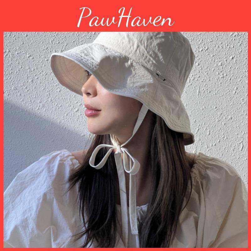 Laceup Korean Fisherman Hat Ins Women Ins Blogger Lightweight Windbreak Rope Sunshade Basin Hat Sun Bucket Hat