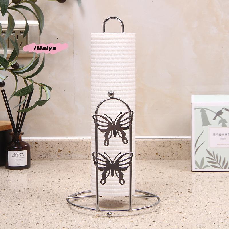 M-Modern Minimalist Iron Tissue Paper Towel Holder Stand Black/Silver Countertop Kitchen Dining Table Dispenser Elegant Decor