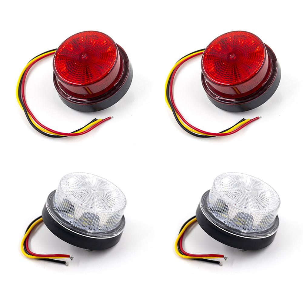 4Pcs 12V 24V 2 Modes 12 LED Warning Emergency Strobe Light Flashing Light Rotating Warning Light Signal Lamp Truck Waterproof