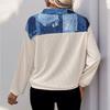 Autumn and Winter Women's Contrasting Color Splicing Sweatshirt Casual Lapel Zipper Long Sleeve Pullover Slim Sweatshirt