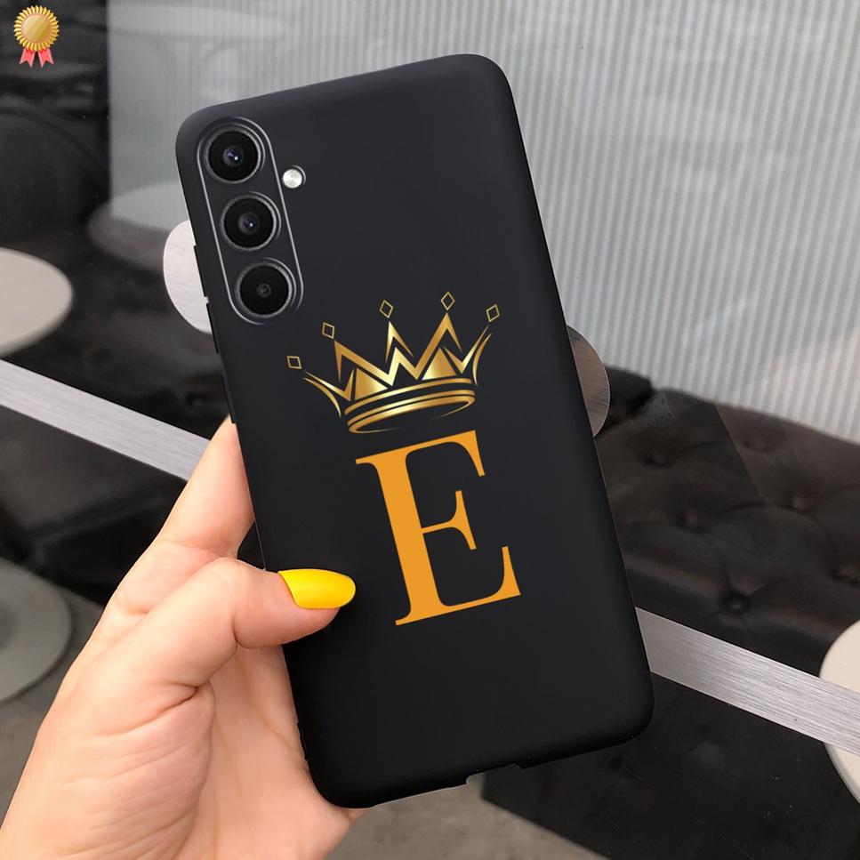 For Samsung Galaxy A34 A 34 5G Case Luxury Cute 26 Letters Flowers Crown Silicone Back Cover For Samsung A34 A 34 5G Phone Case
