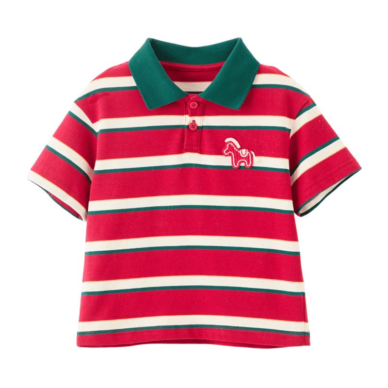 ASK JUNIOR Boys' Striped Color-Block Polo T-Shirt