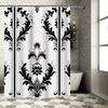 Black and White Floral Pattern Shower Curtain Waterproof Fabric Bathroom Decoration Privacy Cloth Wholesale Custom Print Home De
