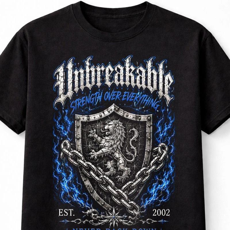 Unbreakable Strength Over Everything Lion Crest Graphic Unisex TShirt S