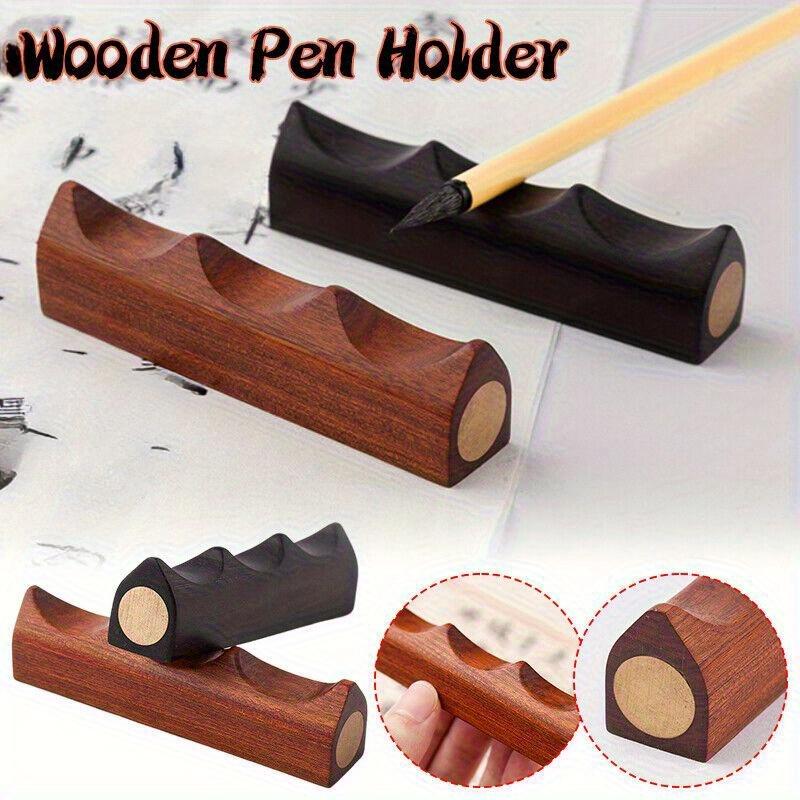 Wooden Brush Pen Holder Chinese Brush Pen Rest Stand Painting Calligraphy Pens Holder School Stationery Supplies New