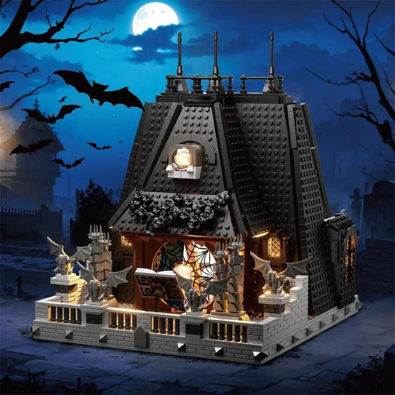 2419 PZ Mercoledì Addams Casa Blocchi da Costruzione Villa Oscurità Modello Mattoncini Decorazione Desktop Giocattoli Fai da Te Per Bambini Regali di Festa