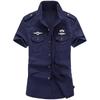 2019 Men's Plus Size Summer Outdoor Casual Cotton Workwear Shirt with Shoulder Epaulets
