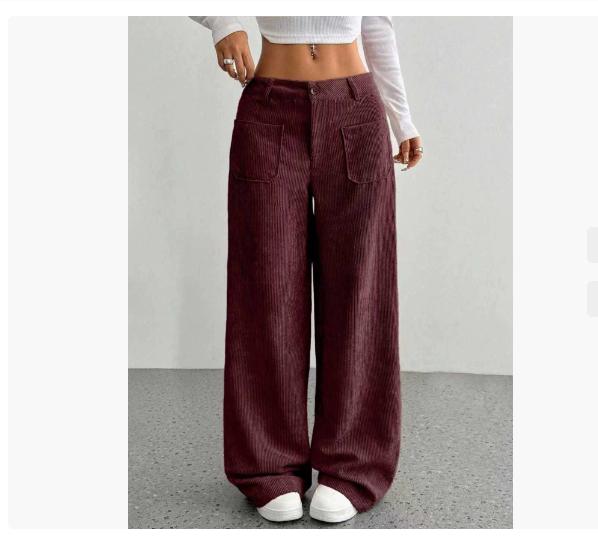 Corduroy-Textured Women's High-Waisted Wide-Leg Pants | Relaxed Fit Side Pockets & All-Season Comfort, Machine Washable Beige Trousers