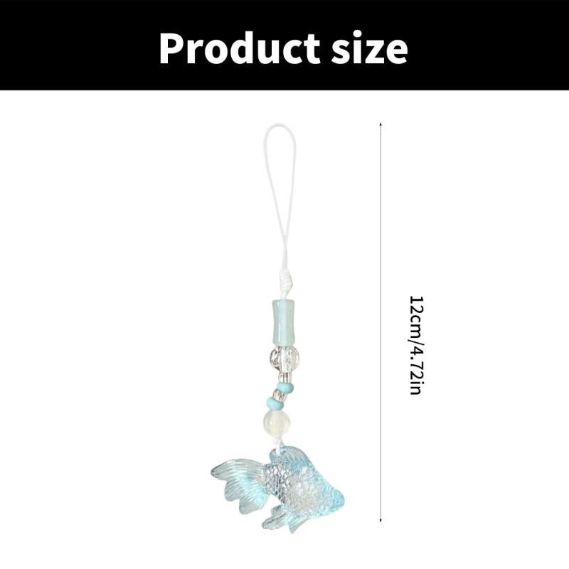 Lovely Fish Pendant Handmade Beaded Phone Charm Portable Girls' Fashion Accessory for Mobiles Trendy Women Ladies