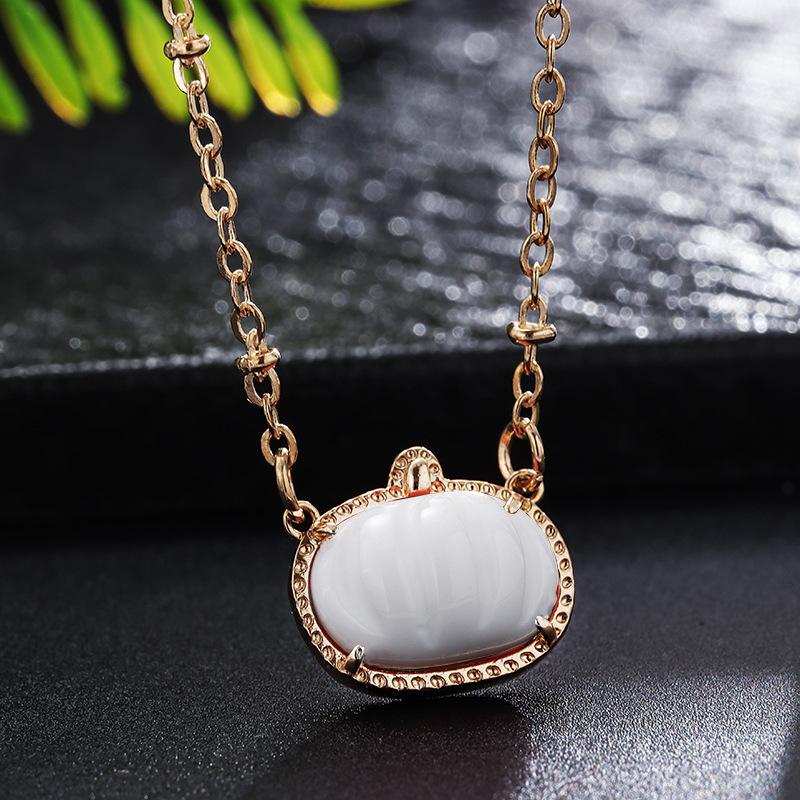 Pure Copper Electroplated Pumpkin Pendant Fashion Personality Trend Necklace Sweater Chain Jewelry